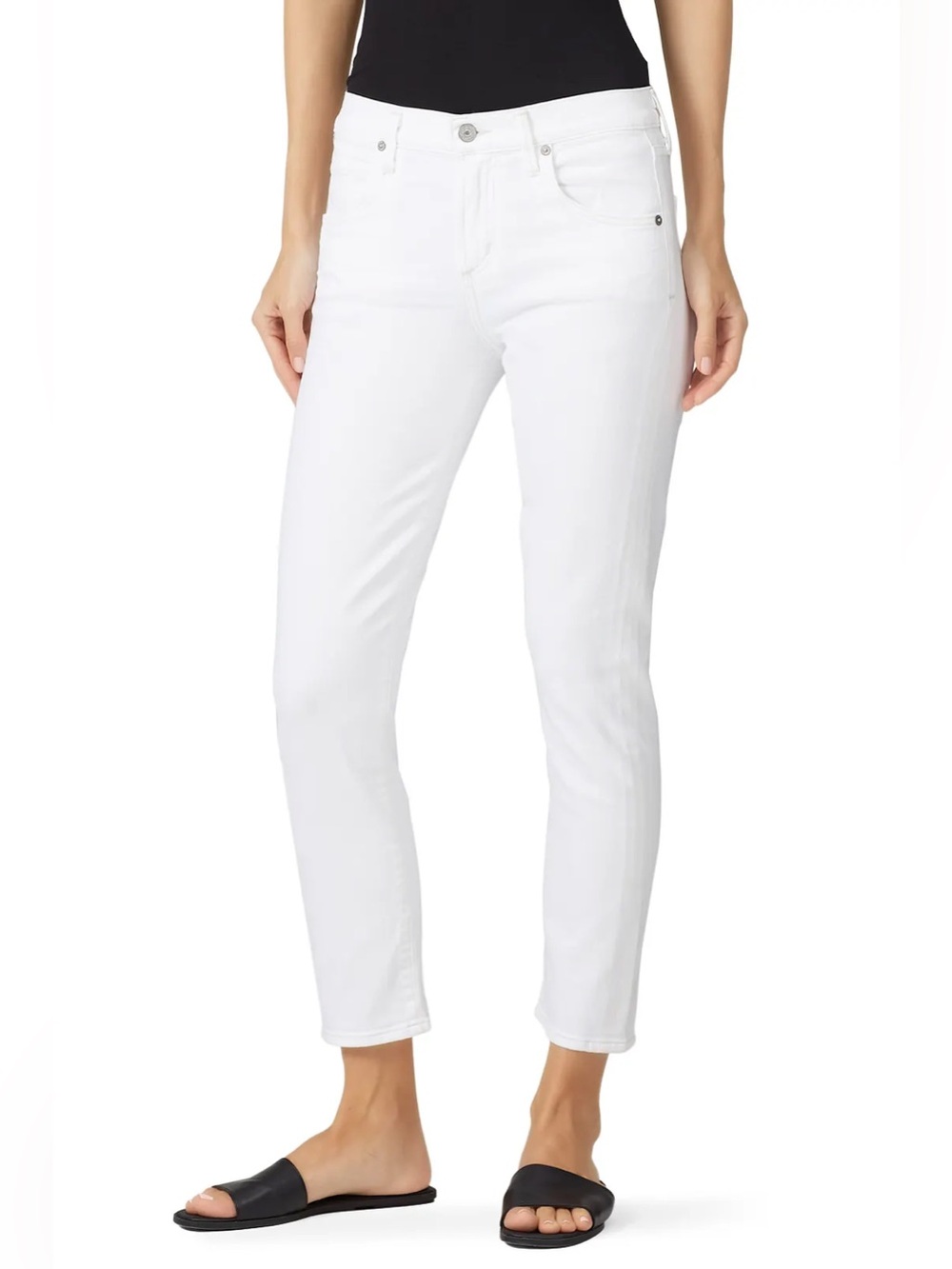 Citizens of Humanity Elsa Mid Rise Slim Fit Crop Jeans sz 27 White  Denim Pants